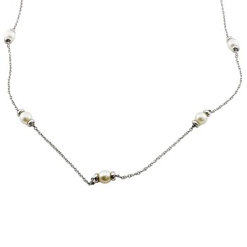 9ct white gold pearl trace Chain